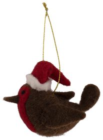 kersthanger van wol 8cm roodborstje - 25110031 - HEMA