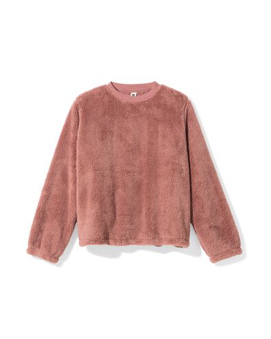Damen-Loungetop aus Teddyfleece mittelbraun mittelbraun - 23408060MIDBROWN - HEMA