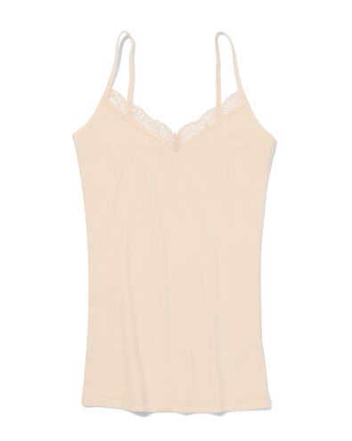 d&eacute;bardeur femme coton c&ocirc;tel&eacute; bretelles spaghetti avec dentelle naturel naturel - 19603091NATURAL - HEMA
