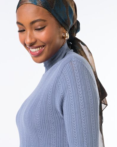 Damen-T-Shirt Charlie, Pointelle blau - 36206250BLUE - HEMA