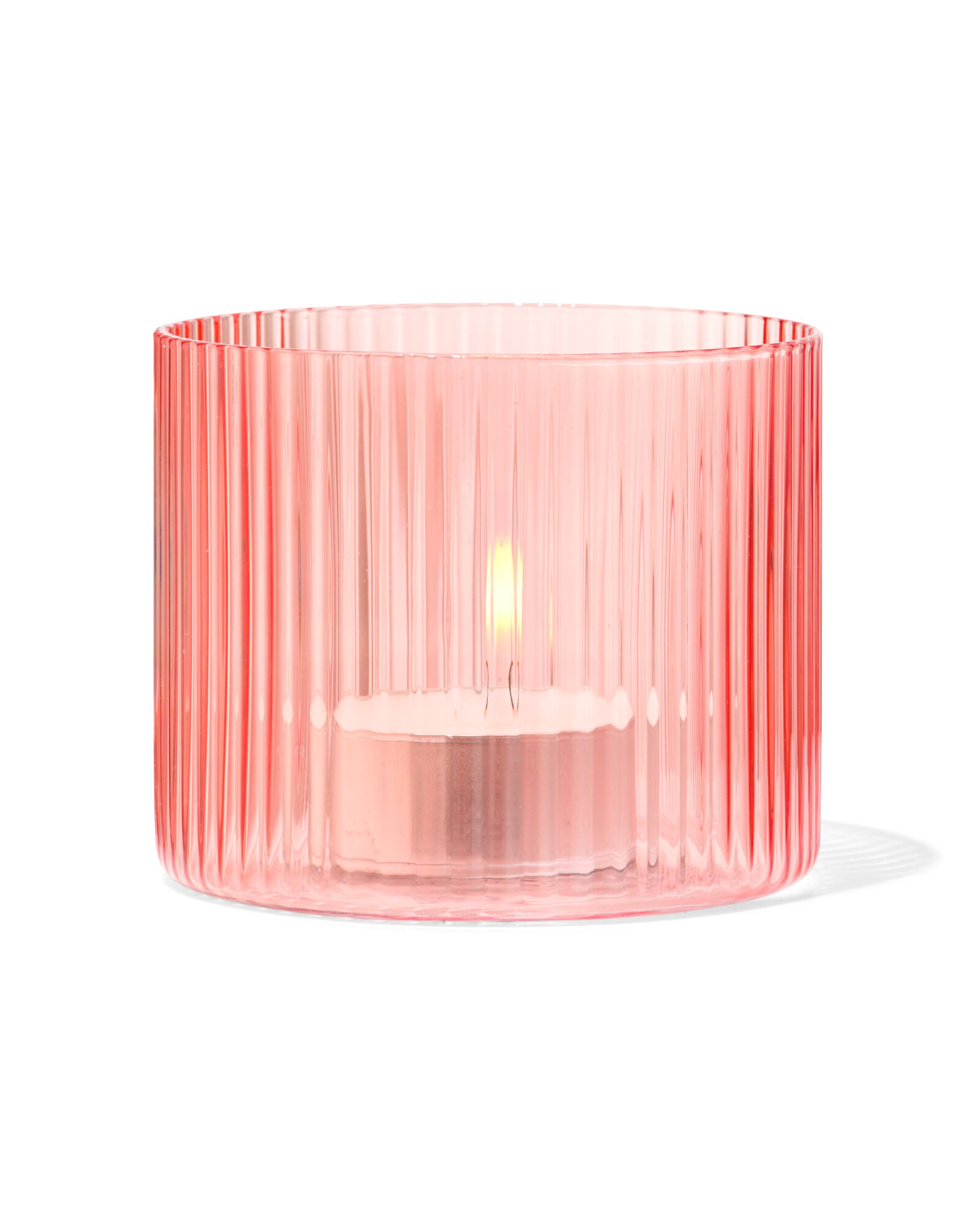 verre pour bougie parfum&eacute;e ⌀10x8,5cm nervur&eacute; orange - 13507538 - HEMA