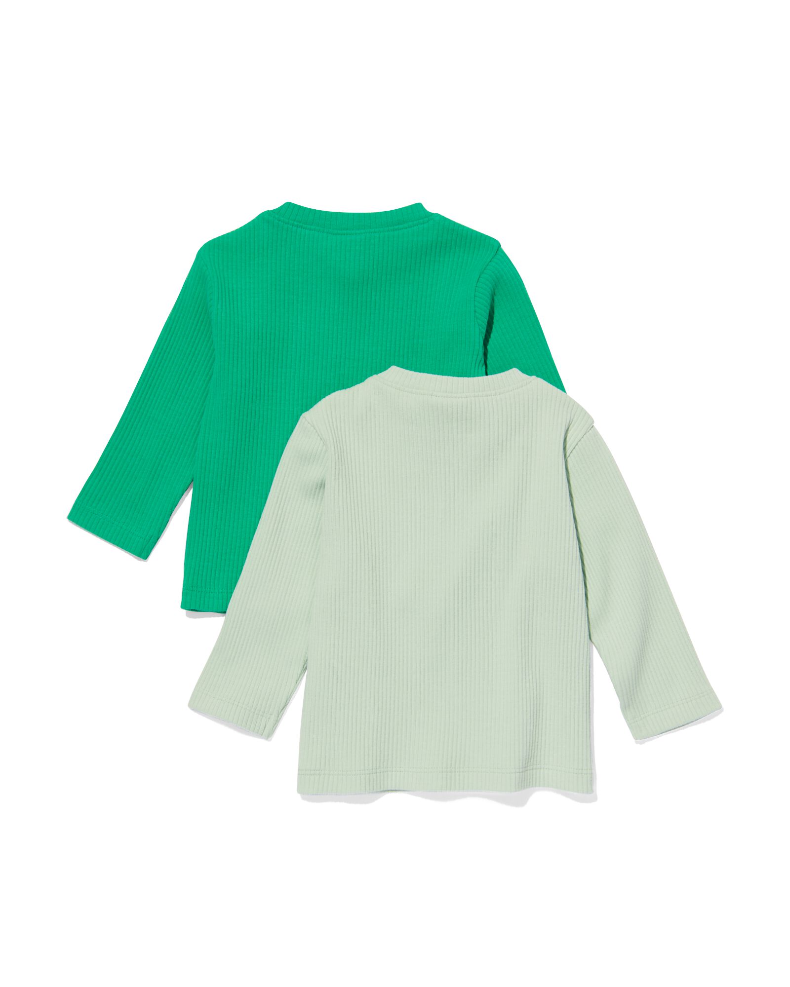 2er-Pack Baby-Shirts, gerippt, Biobaumwolle grün 62 - 33100351 - HEMA