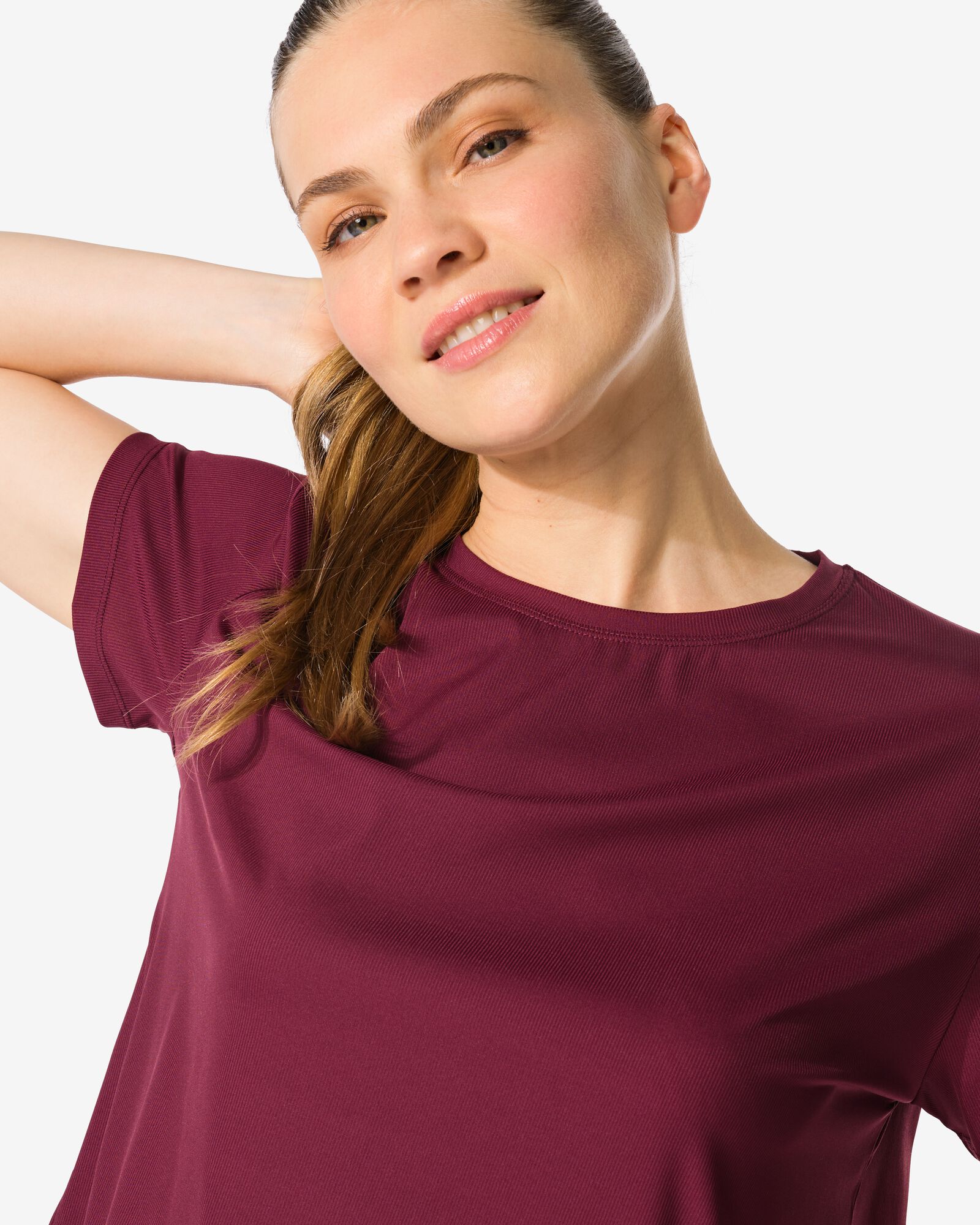 damessportshirt  donkerrood donkerrood - 36030361DARKRED - HEMA