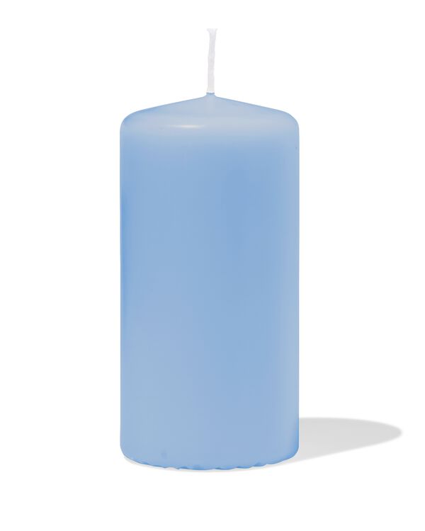 bougie cylindrique ⌀ 7 x 14 cm lisse bleu clair - 13509066 - HEMA