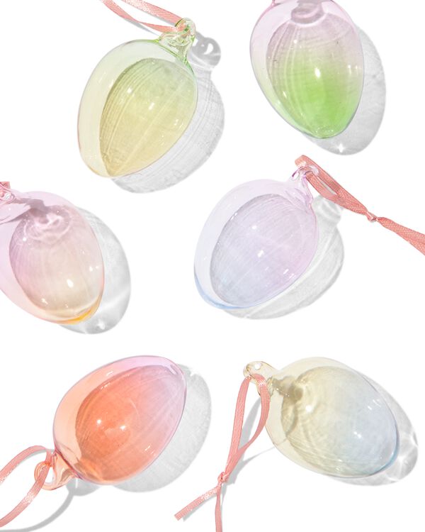 d&eacute;corations &agrave; suspendre de P&acirc;ques verre d&eacute;grad&eacute; - 6 pi&egrave;ces - 25800069 - HEMA