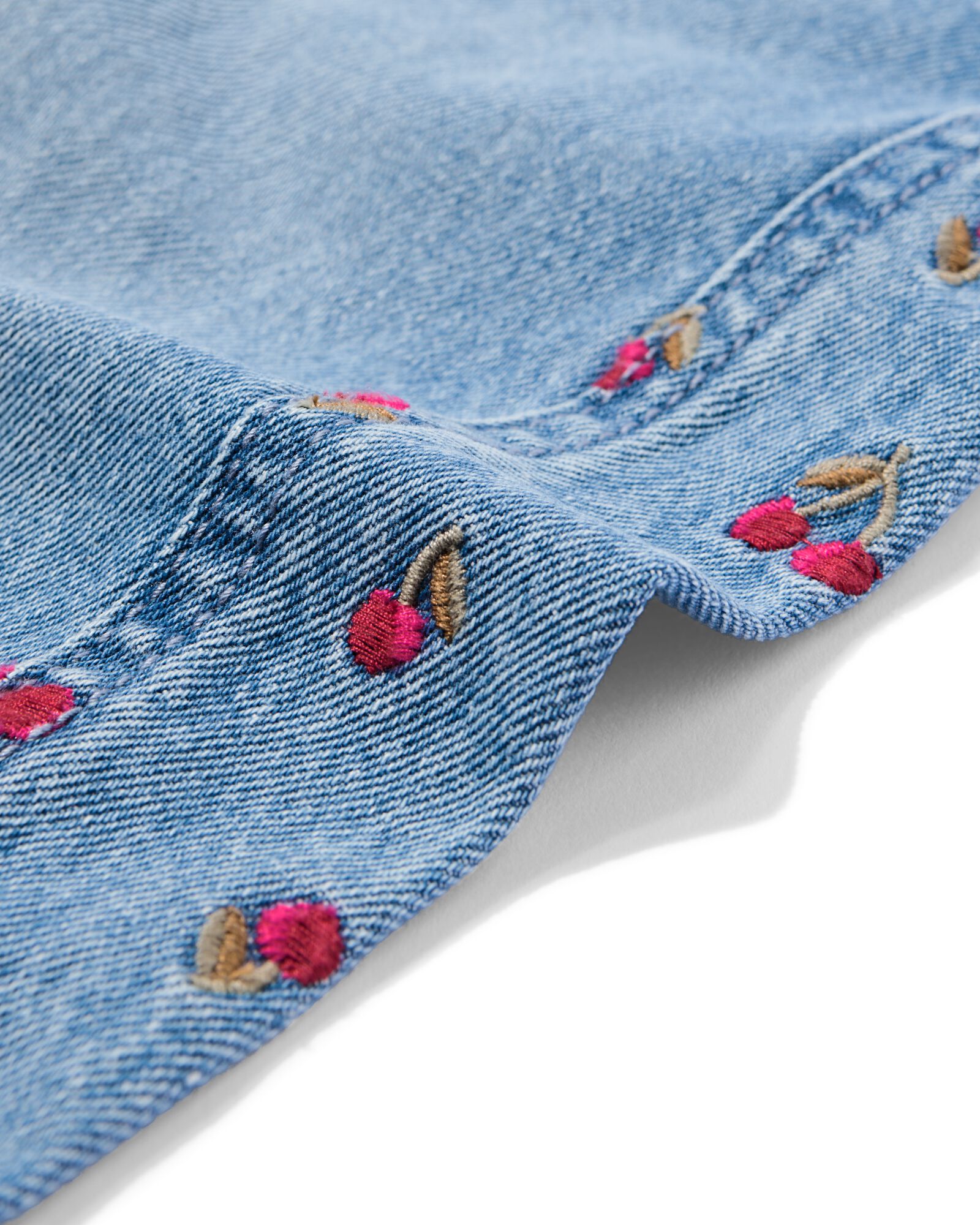 kinderjeans wijd fruitprint middenblauw middenblauw - 30839004MIDBLUE - HEMA