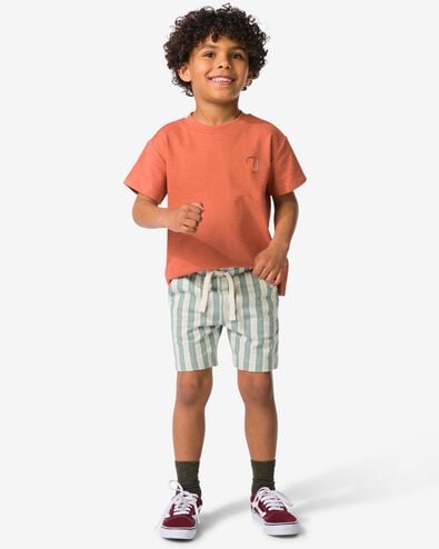 kindershort regular fit sweatstof strepen groen groen - 30718204GREEN - HEMA
