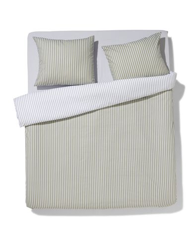 housse de couette 240x200/220cm coton doux ray&eacute; vert - 5790175 - HEMA