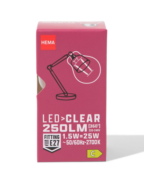 boule led clear E27 1,5W 250lm - 20000047 - HEMA