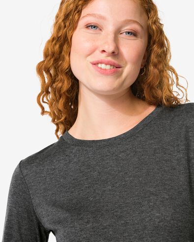 Damenshirt Lora, gerippt dunkelgrau - 36204560DARKGREY - HEMA