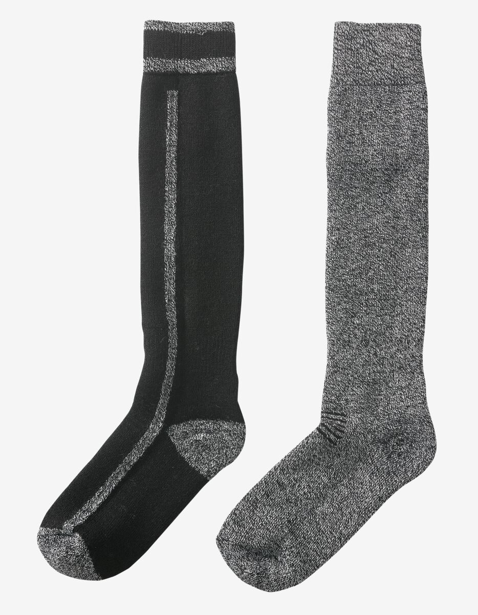 2 paires de chaussettes de ski homme noir noir - 1000010432 - HEMA
