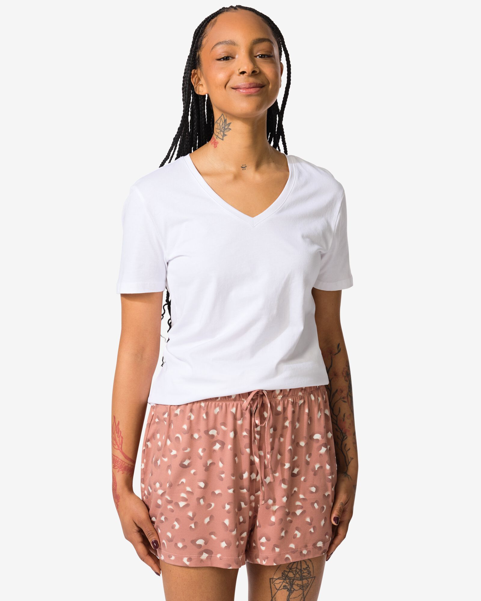 Damen-Pyjama-Shorts Mikrofaser, Leopard hellbraun - 23410441LIGHTBROWN - HEMA