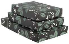 3 boîtes cadeau pliantes en papier - houx - 25730029 - HEMA