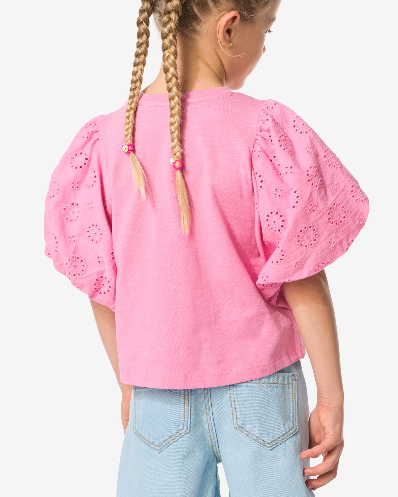t-shirt enfant jersey brod&eacute; rose rose - 30826100PINK - HEMA