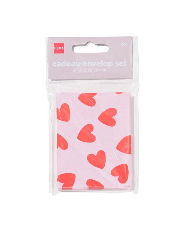 set enveloppe cadeau petits c&oelig;urs - 6 pi&egrave;ces - 14700555 - HEMA