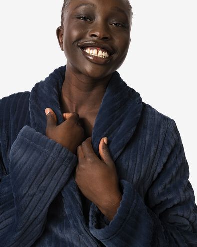 peignoir en molleton c&ocirc;tel&eacute; bleu fonc&eacute; - 23450050DARKBLUE - HEMA