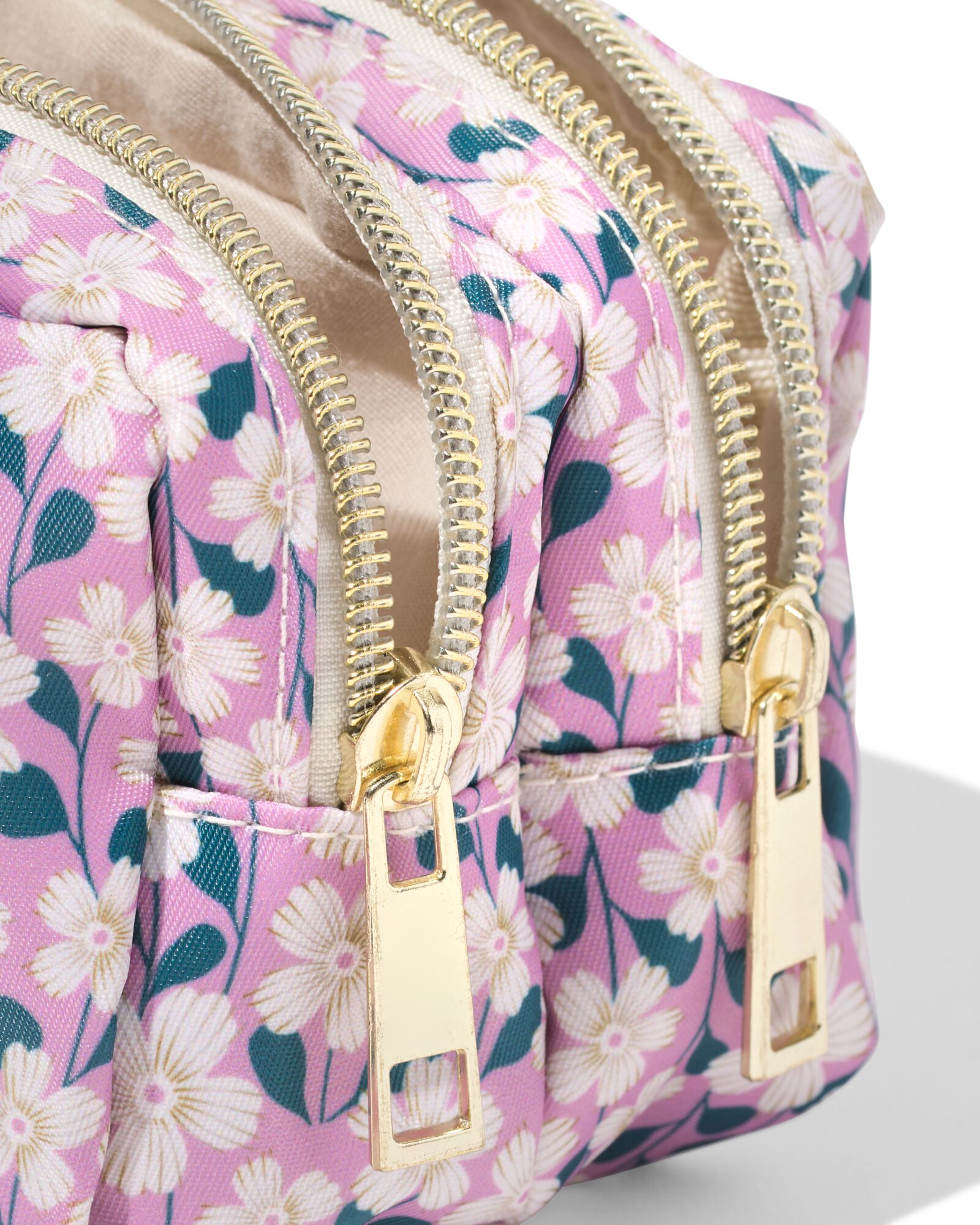 Federtasche mit doppeltem Rei&szlig;verschluss, 22 x 6 x 10 cm, Blume - 14400460 - HEMA