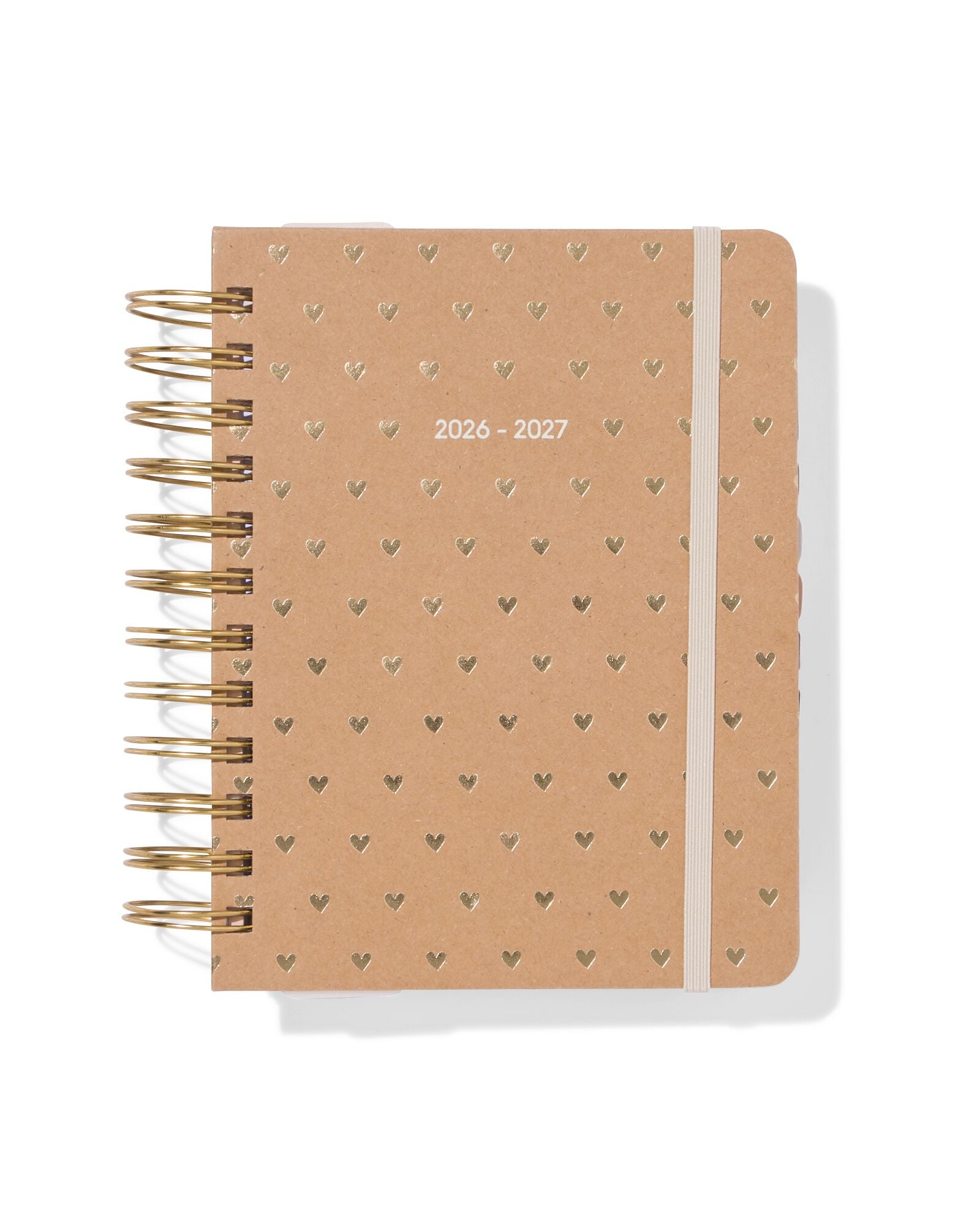 agenda scolaire 2026-2027 15,4x18,6x3,5cm kraft petits c&oelig;urs - 14505654 - HEMA