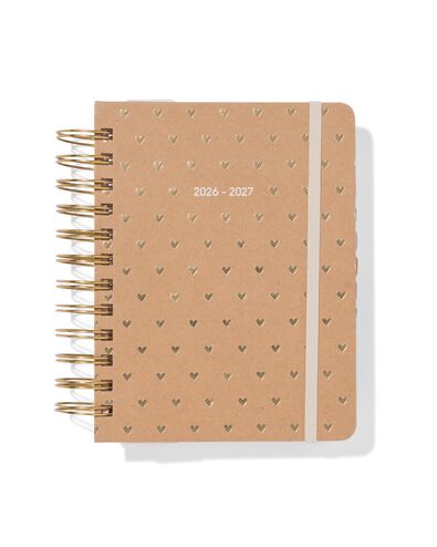 agenda scolaire 2026-2027 15,4x18,6x3,5cm kraft petits c&oelig;urs - 14505654 - HEMA