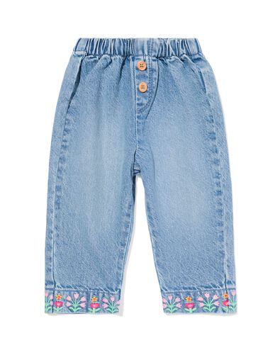 babybroek loose fit bloemen denim - 33058870DENIM - HEMA