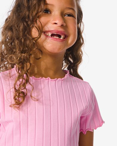 Kinder-T-Shirt, gerippt rosa 98/104 - 30834055 - HEMA