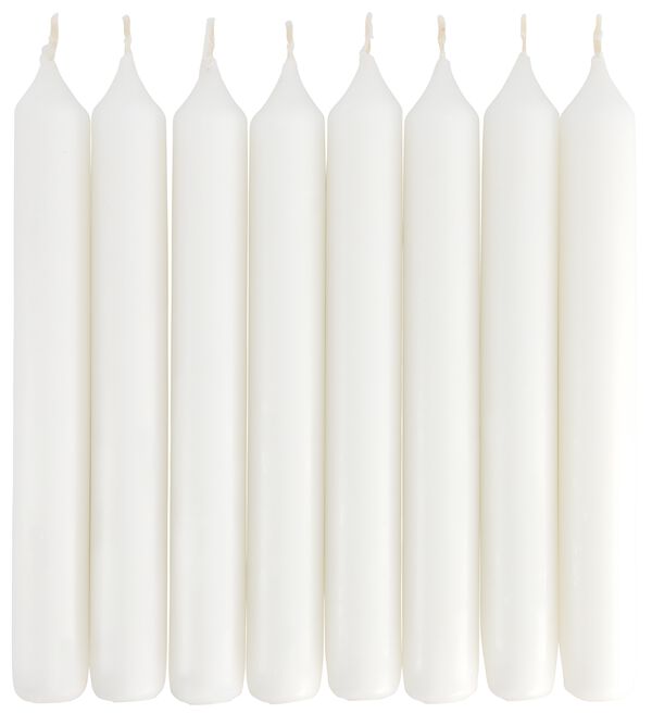 8 bougies Ø2x17 blanc - 1000029610 - HEMA