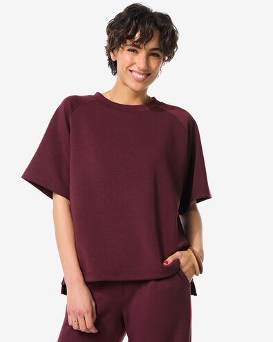 t-shirt femme Elly jersey relaxed fit bordeaux bordeaux - 36206840BURGUNDYRED - HEMA