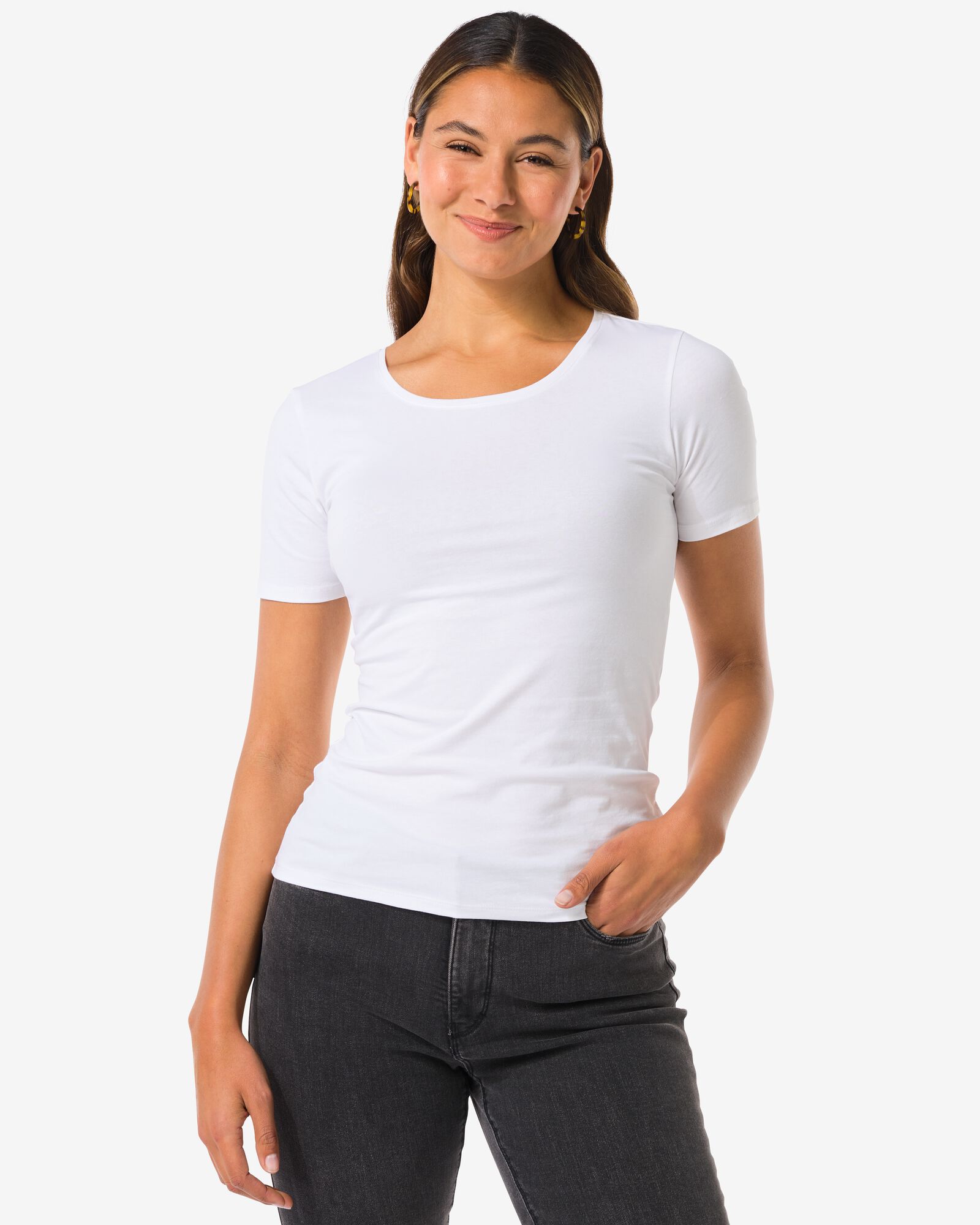 Damen-T-Shirt mit Rundhalsausschnitt wei&szlig; wei&szlig; - 36301210WHITE - HEMA