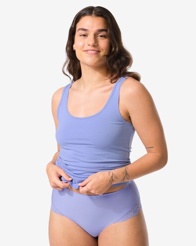 medium corrigerende string met kant blauw blauw - 21560056BLUE - HEMA