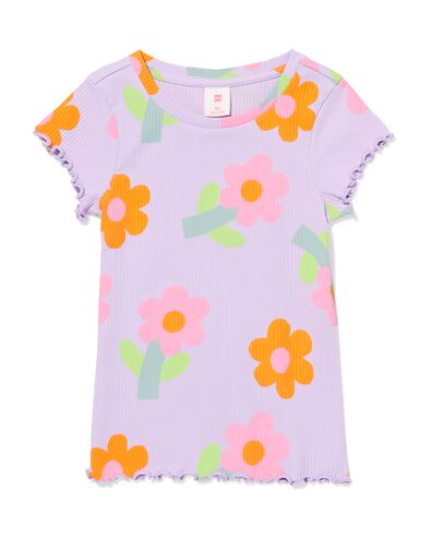 Kinder-T-Shirt gerippt mit Blumen violett - 30857145PURPLE - HEMA