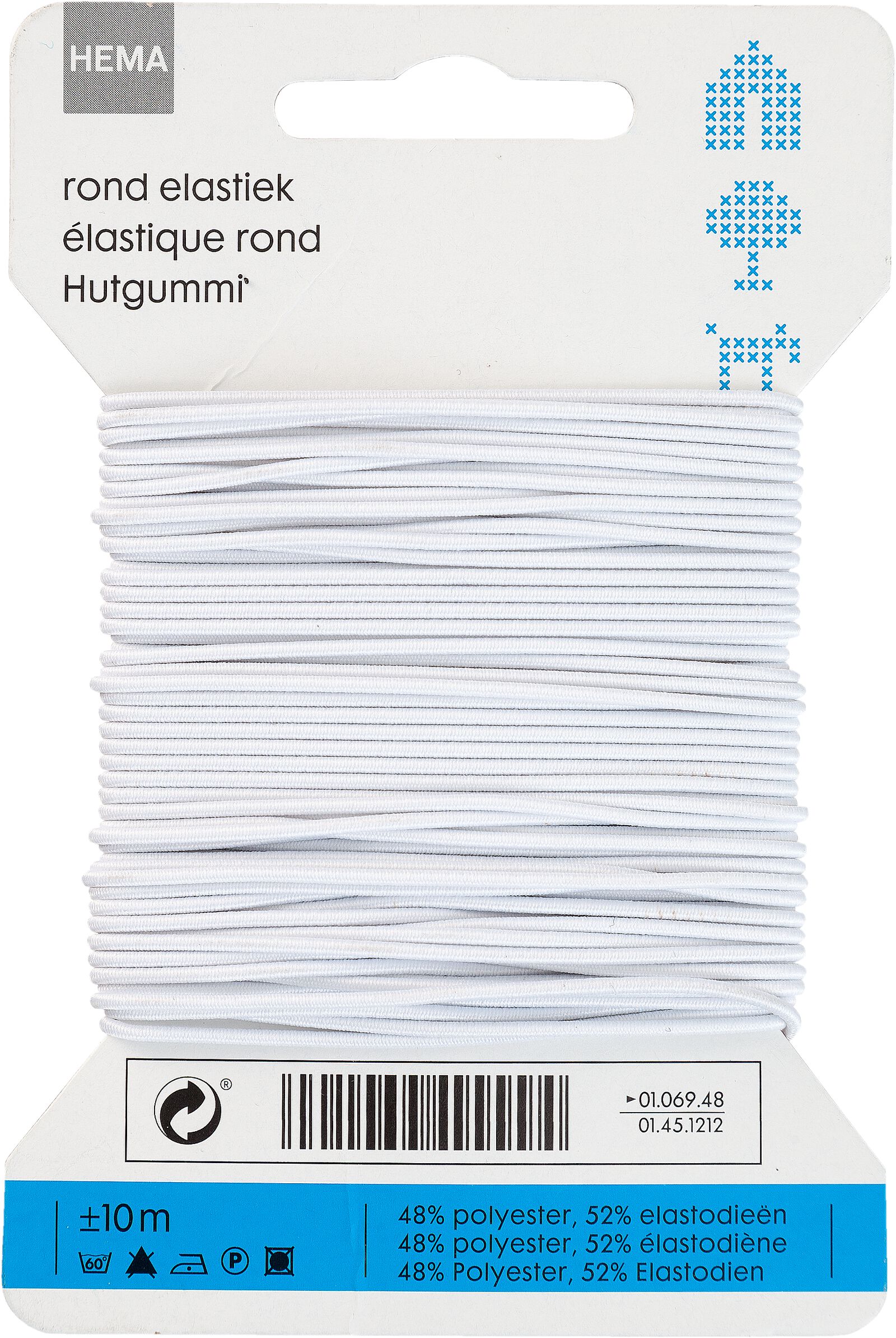 rond elastiek 10m wit - 1451212 - HEMA
