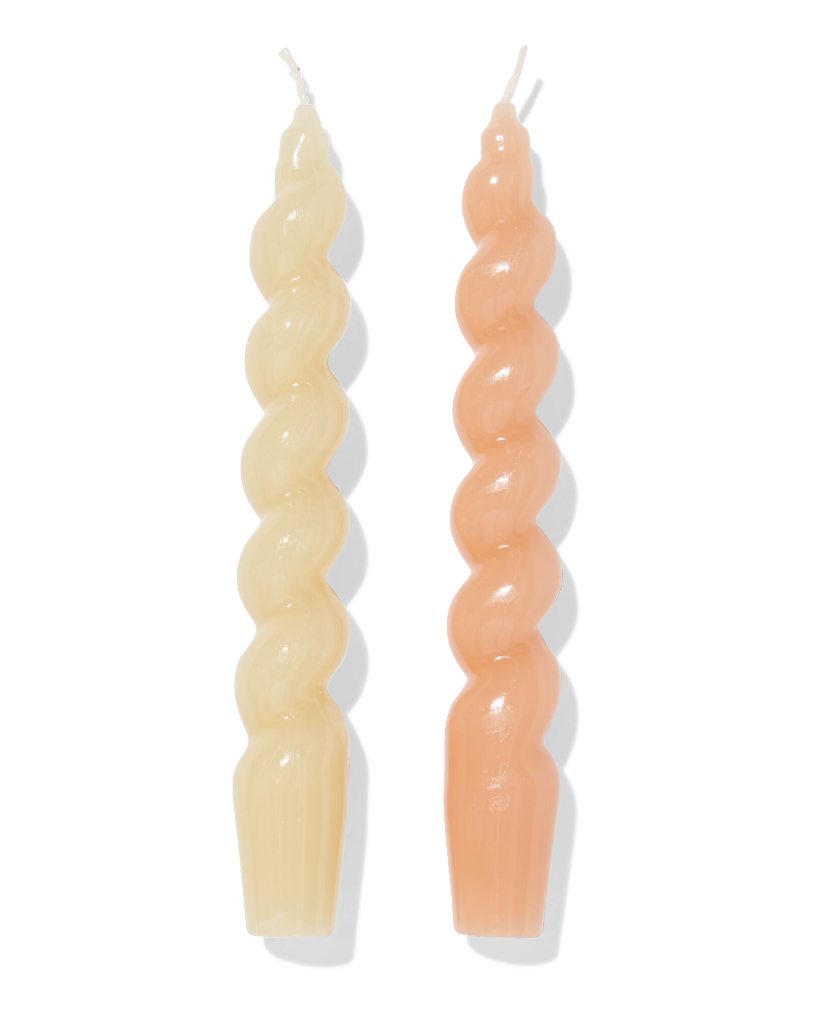 bougies d'int&eacute;rieur ⌀2,2x20cm torsad&eacute;es naturelles - 2 pi&egrave;ces - 13506127 - HEMA