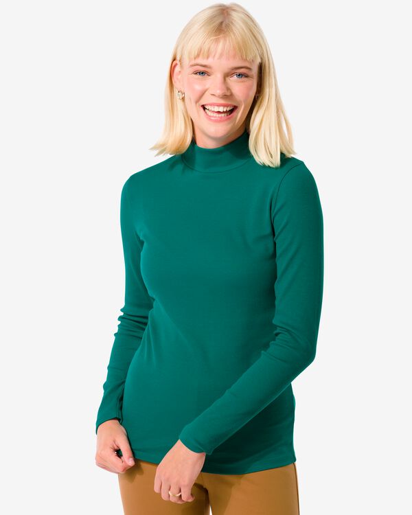 t-shirt femme Clara côtelé vert vert - 36239340GREEN - HEMA