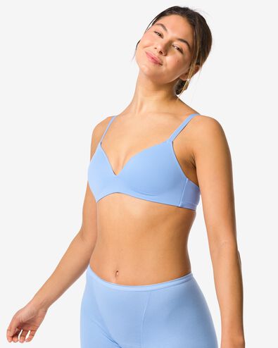 voorgevormde bh zonder beugel micro blauw blauw - 21805740BLUE - HEMA