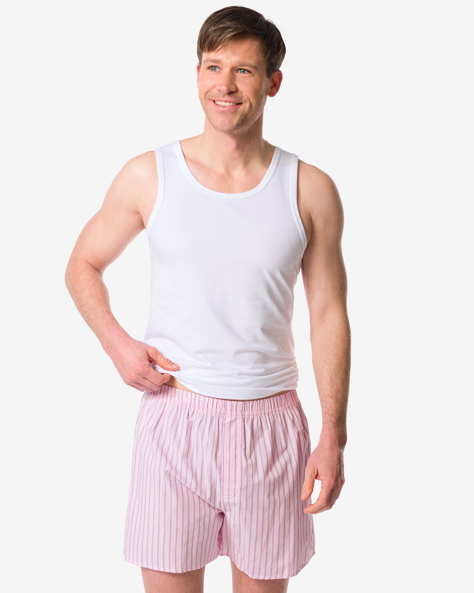 Lockere Herren-Boxershorts Streifen rosa rosa - 19190160PINK - HEMA