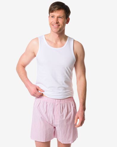 Lockere Herren-Boxershorts Streifen rosa rosa - 19190160PINK - HEMA