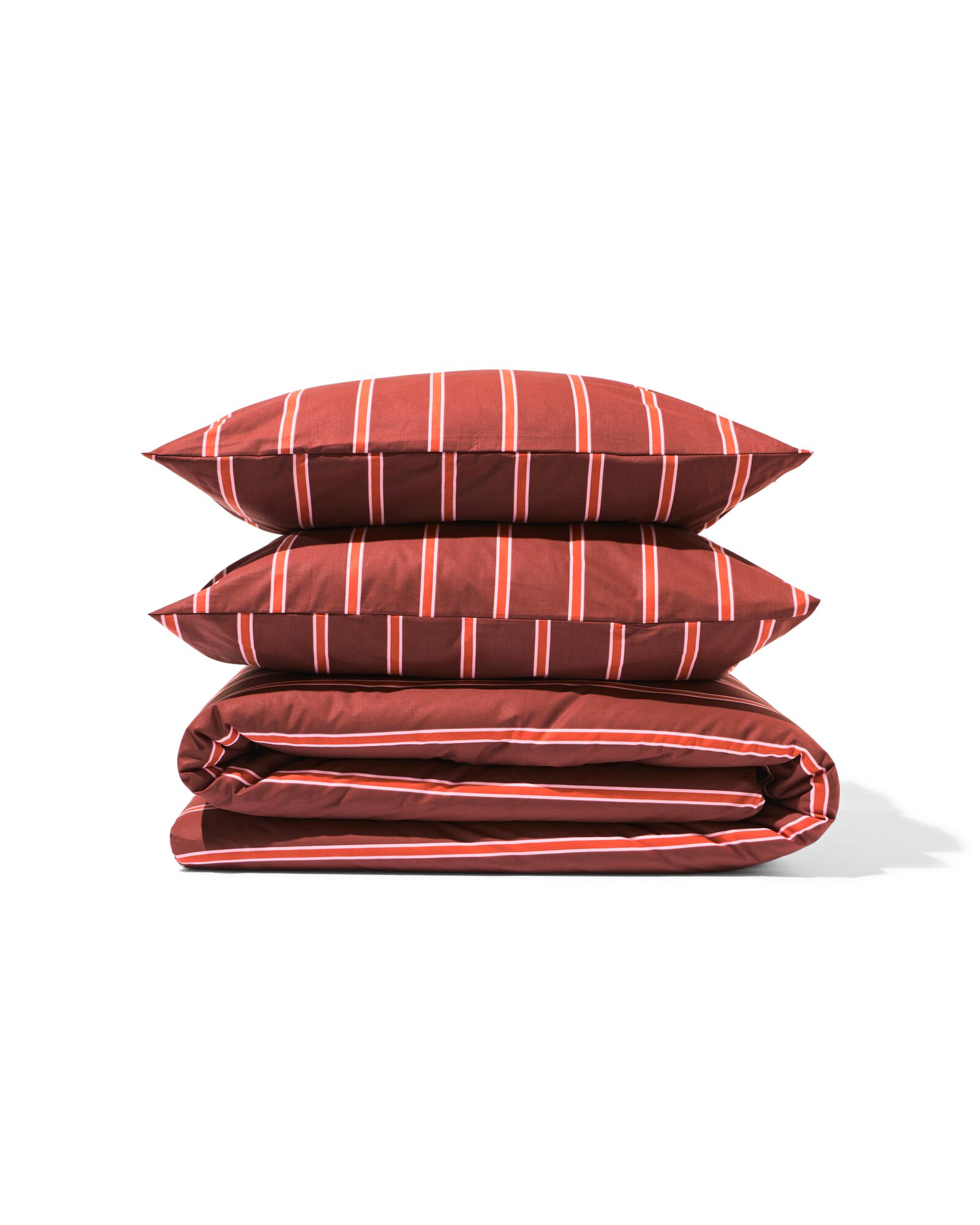 housse de couette 240x200/220cm coton doux ray&eacute; marron - 5720197 - HEMA