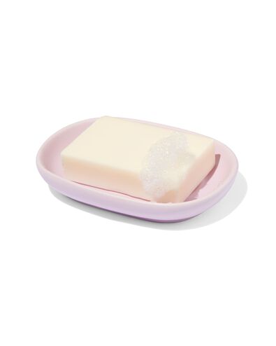 porte-savon avec nervures mat fa&iuml;ence lilas 13x9 - 80330046 - HEMA