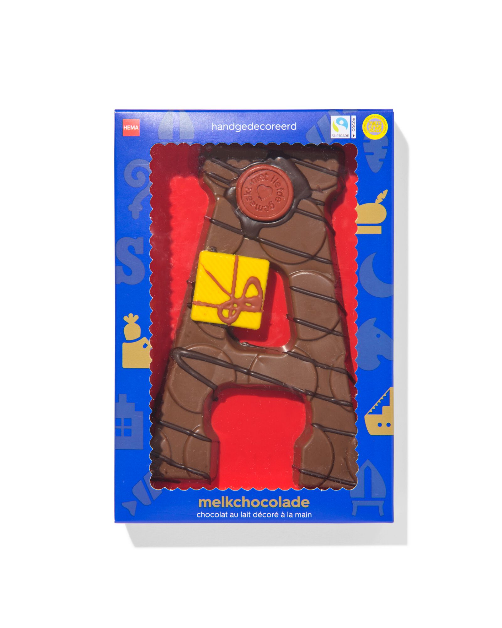 Lettre en chocolat d&eacute;cor&eacute;e &agrave; la main lait A 180g - 24427401 - HEMA