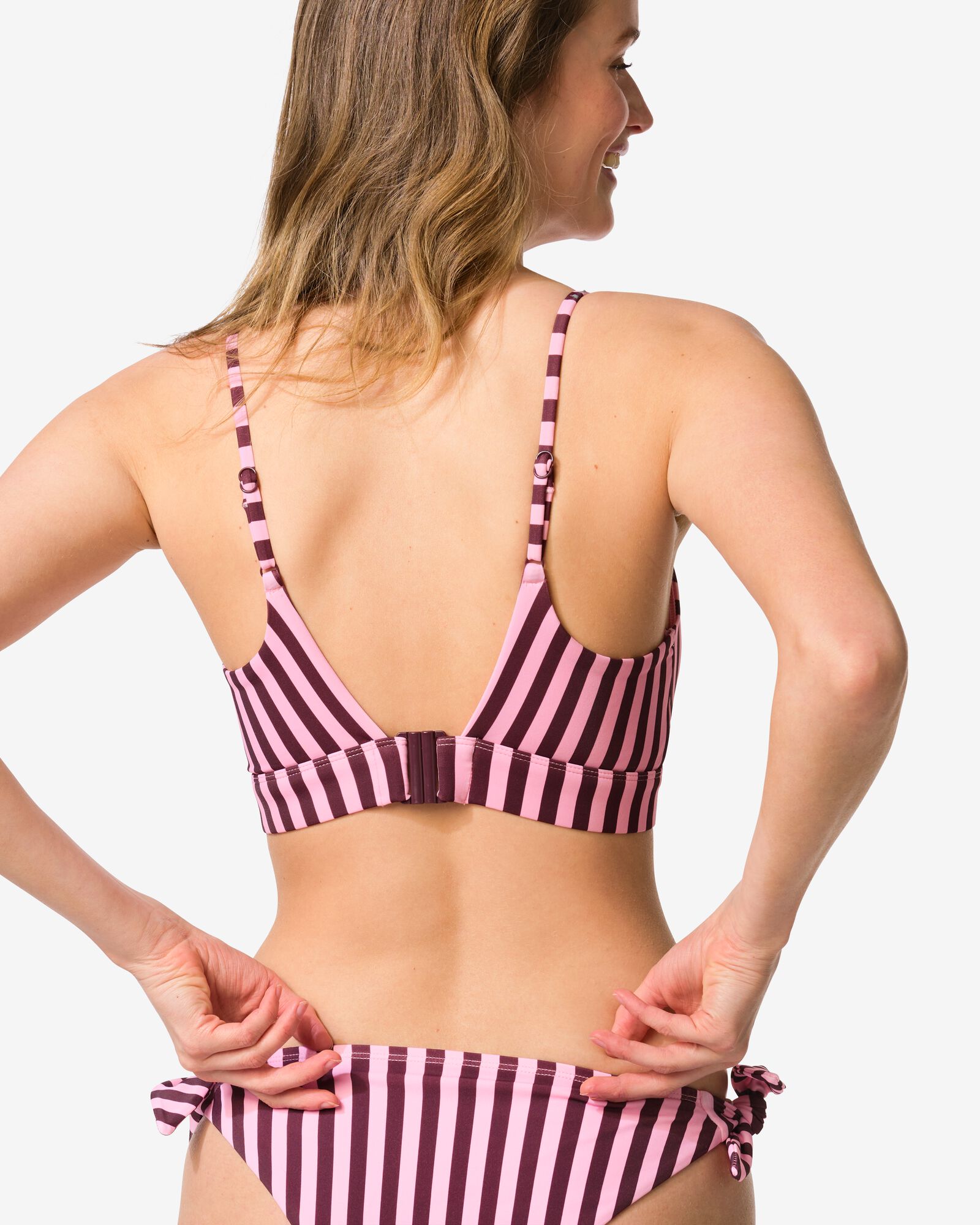 Damen-Bikinioberteil Lara, Triangel-Oberteil, gestreift rosa rosa - 22360270PINK - HEMA