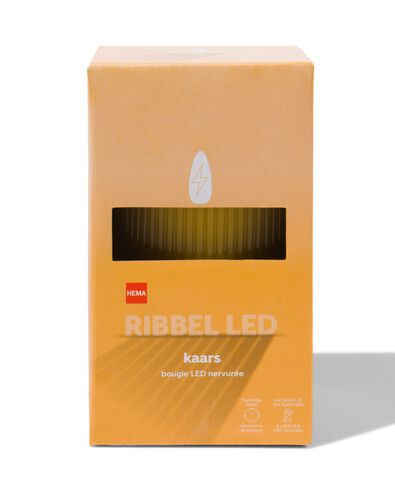 LED-Kerze, gerippt, Kerzenwachs, Ø 7,5 x 12,5 cm, ockergelb - 13550062 - HEMA