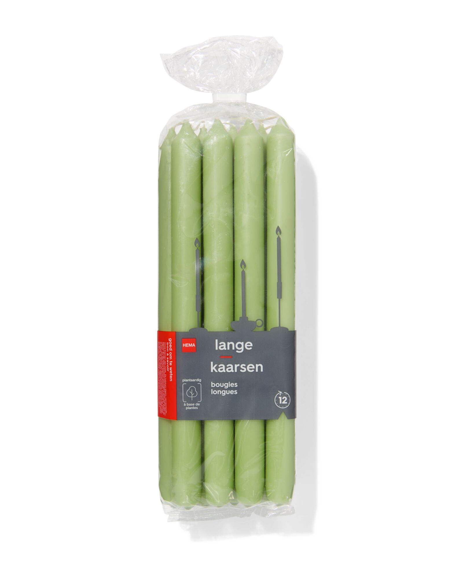 lange huishoudkaarsen &Oslash;2.2x29 lichtgroen - 12 stuks - 13503167 - HEMA