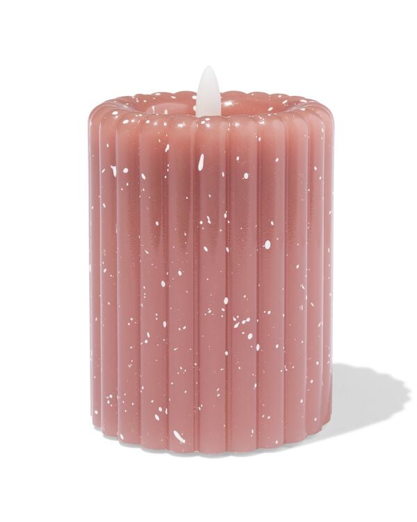 bougie cylindrique LED &Oslash; 7,5 x 10 cm nervures mouchetures marron - 13550163 - HEMA