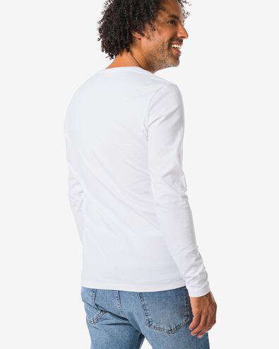 heren T-shirts lange mouw slimfit o-hals - 2 stuks wit wit - 34290680WHITE - HEMA
