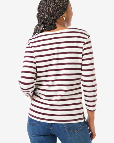 Damen-T-Shirt Cara, Jersey, gestreift bordeauxrot - 36302130BURGUNDYRED - HEMA