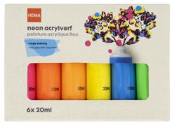 Acrylfarbe, Neon, 6 x 20 ml - 60720098 - HEMA