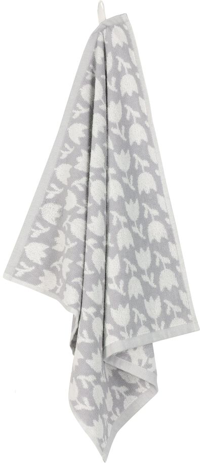 essuie-mains 50x50 tulipe - blanc/gris - 5400154 - HEMA