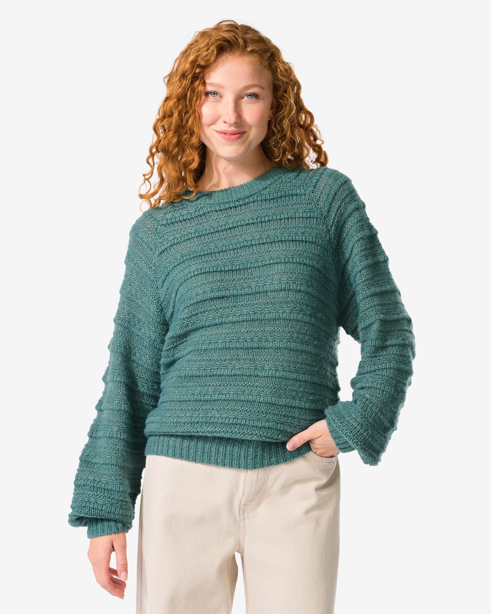 damestrui Hella rib groen - 36204440GREEN - HEMA