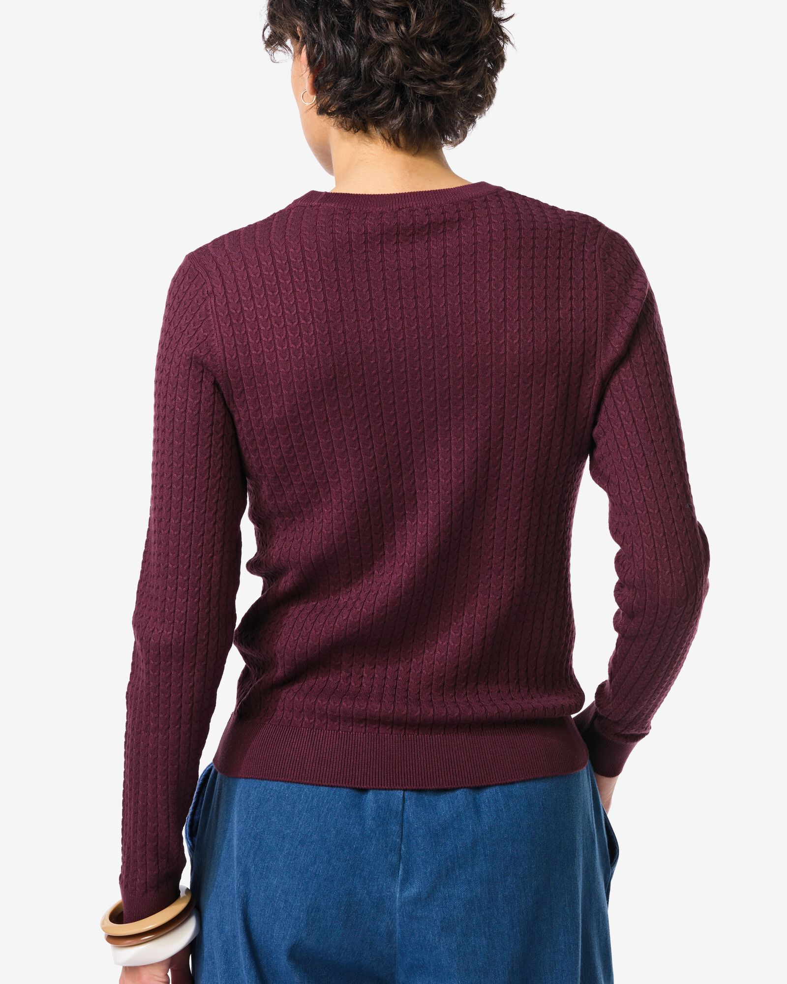 pull femme Livia torsad&eacute; bordeaux - 36205340BURGUNDYRED - HEMA