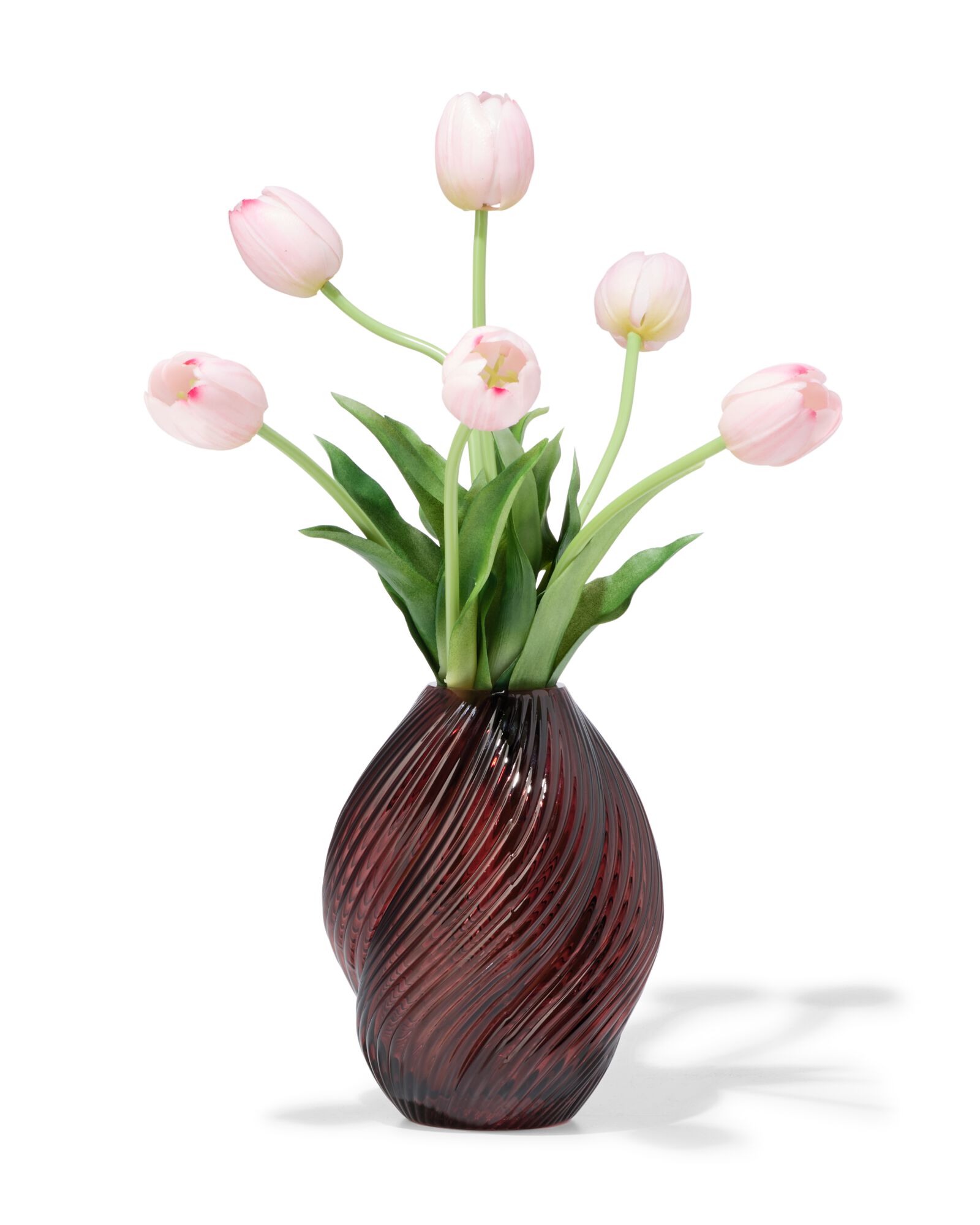 Vase ⌀ 7 &times; 21 cm, Glas, Drehdesign, braun - 13325005 - HEMA
